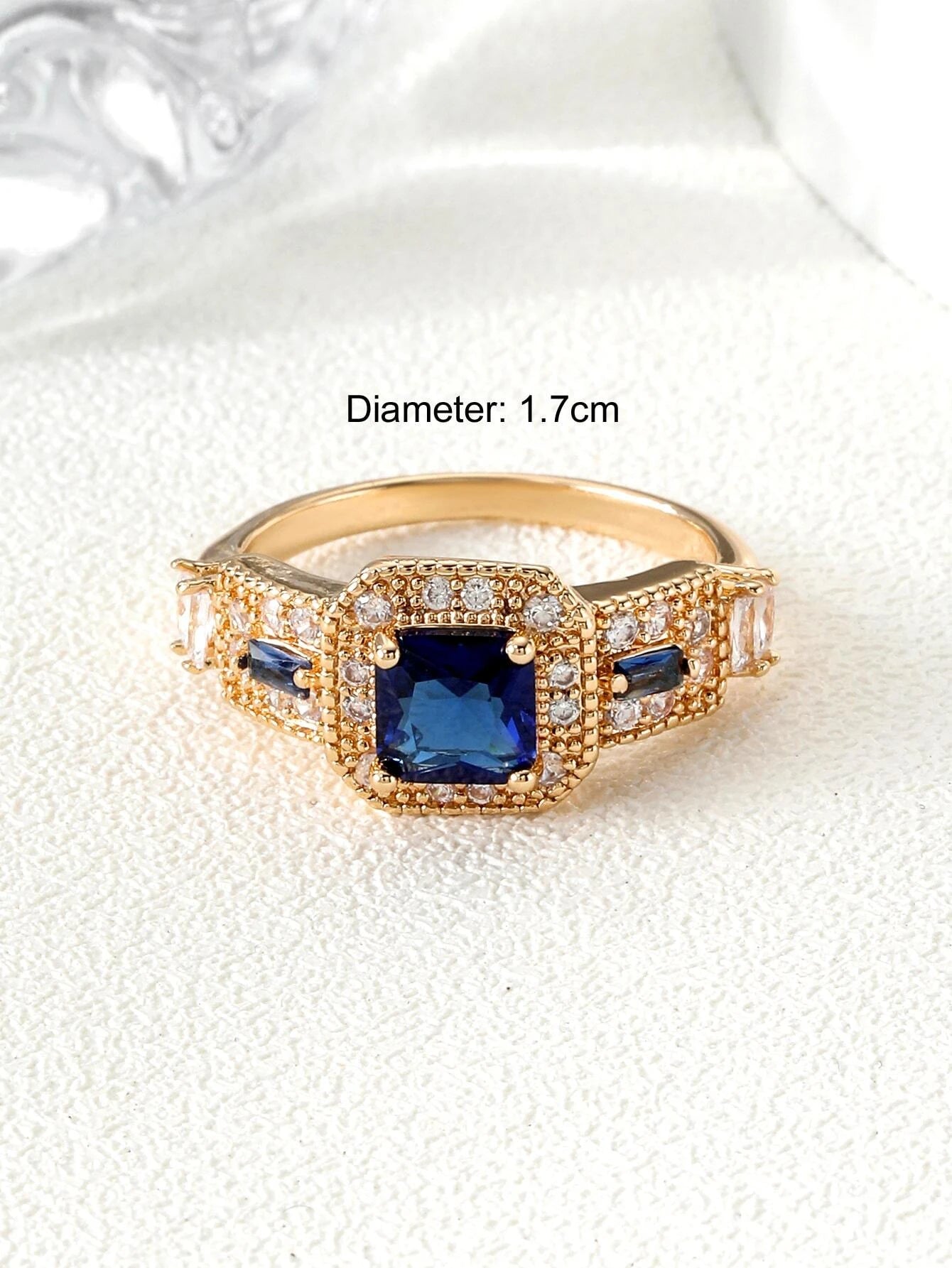 18K Gold Plate Blue and Gold Ring