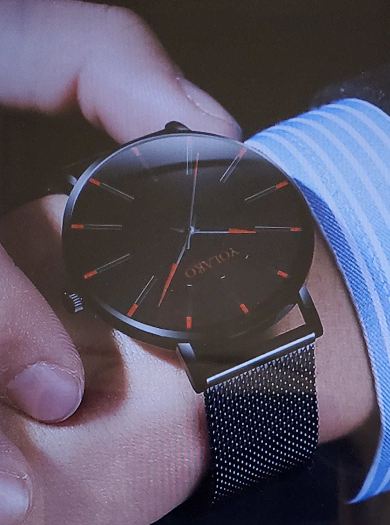 Reloj de Cuarzo de Malla con calendario Rojo