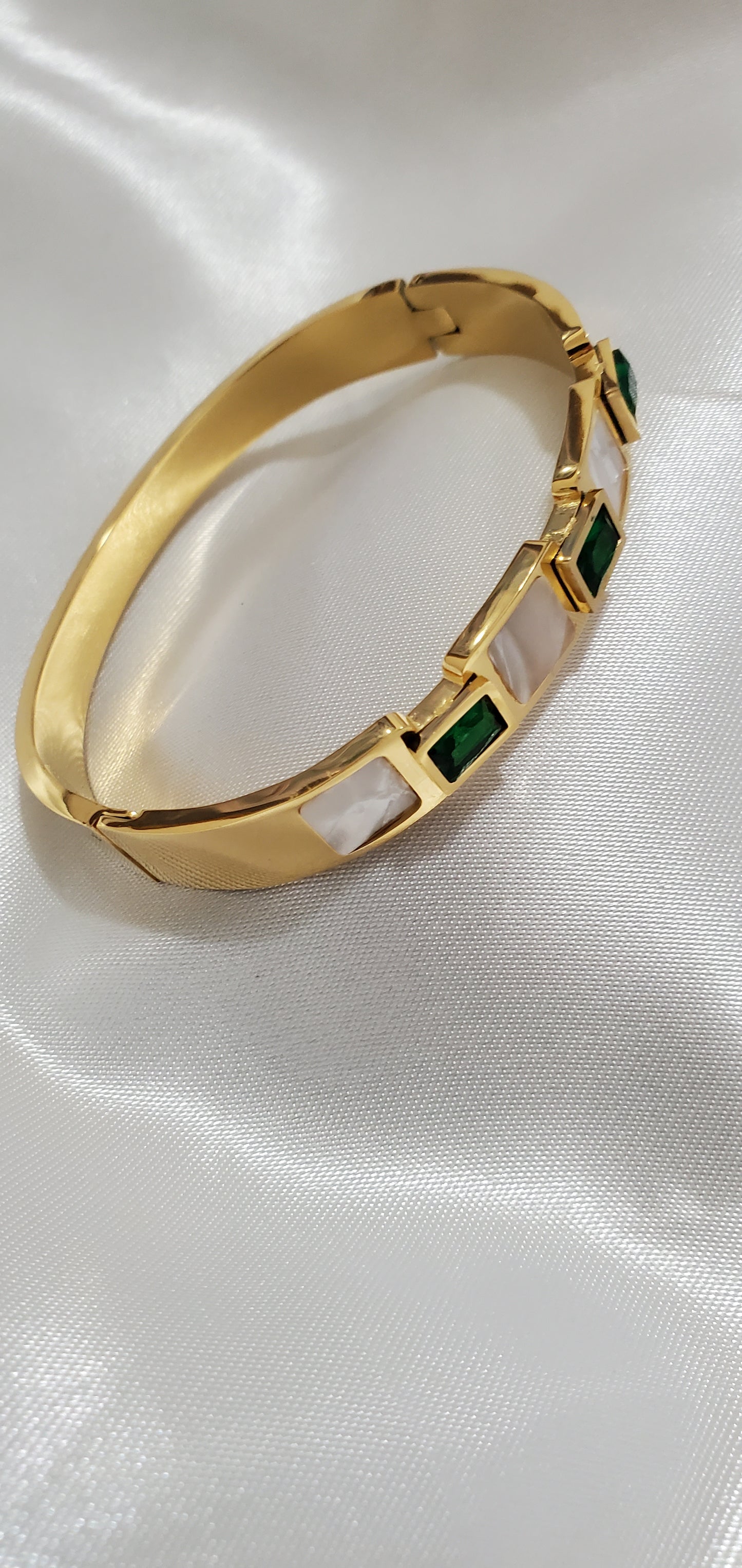 18k Gold Plated Minimalist White Square Glass Rhinestone Bracelet