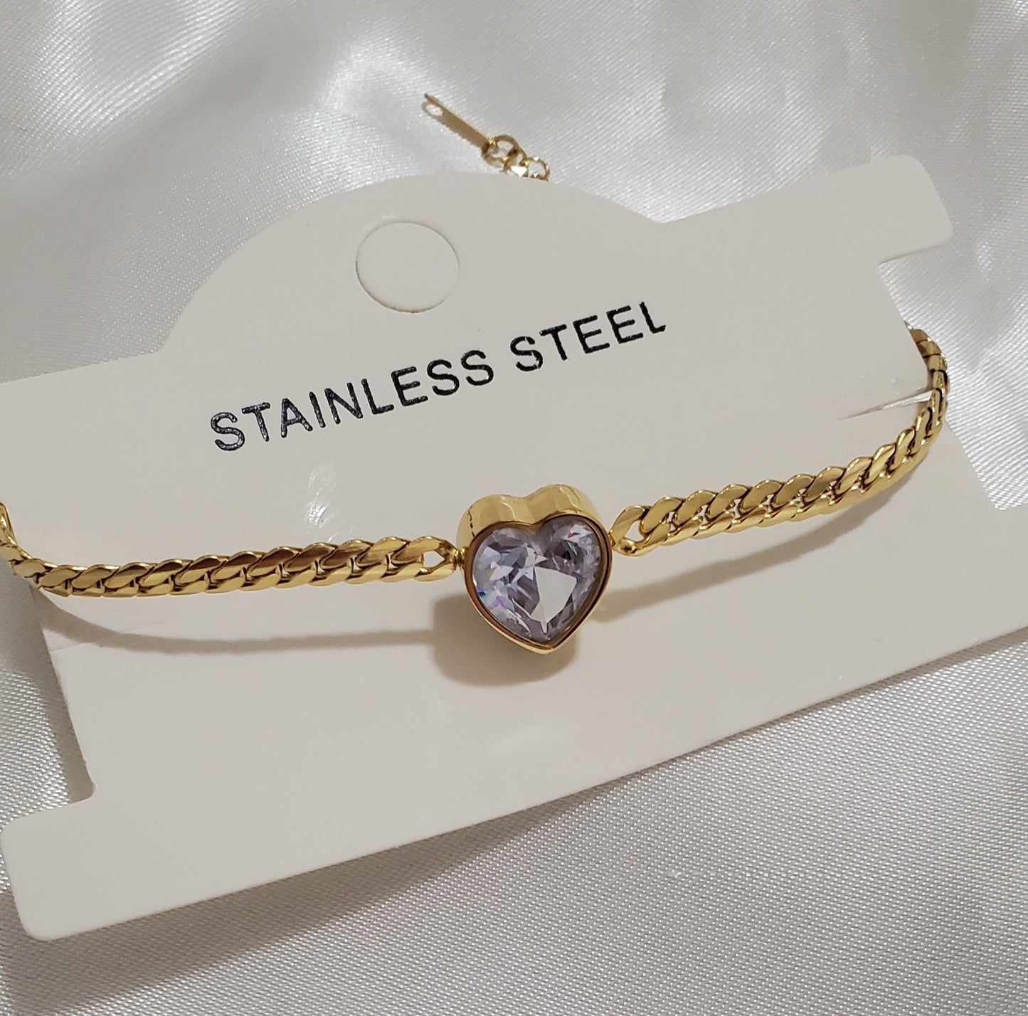 18K Gold Plated Zircon Heart Bracelet