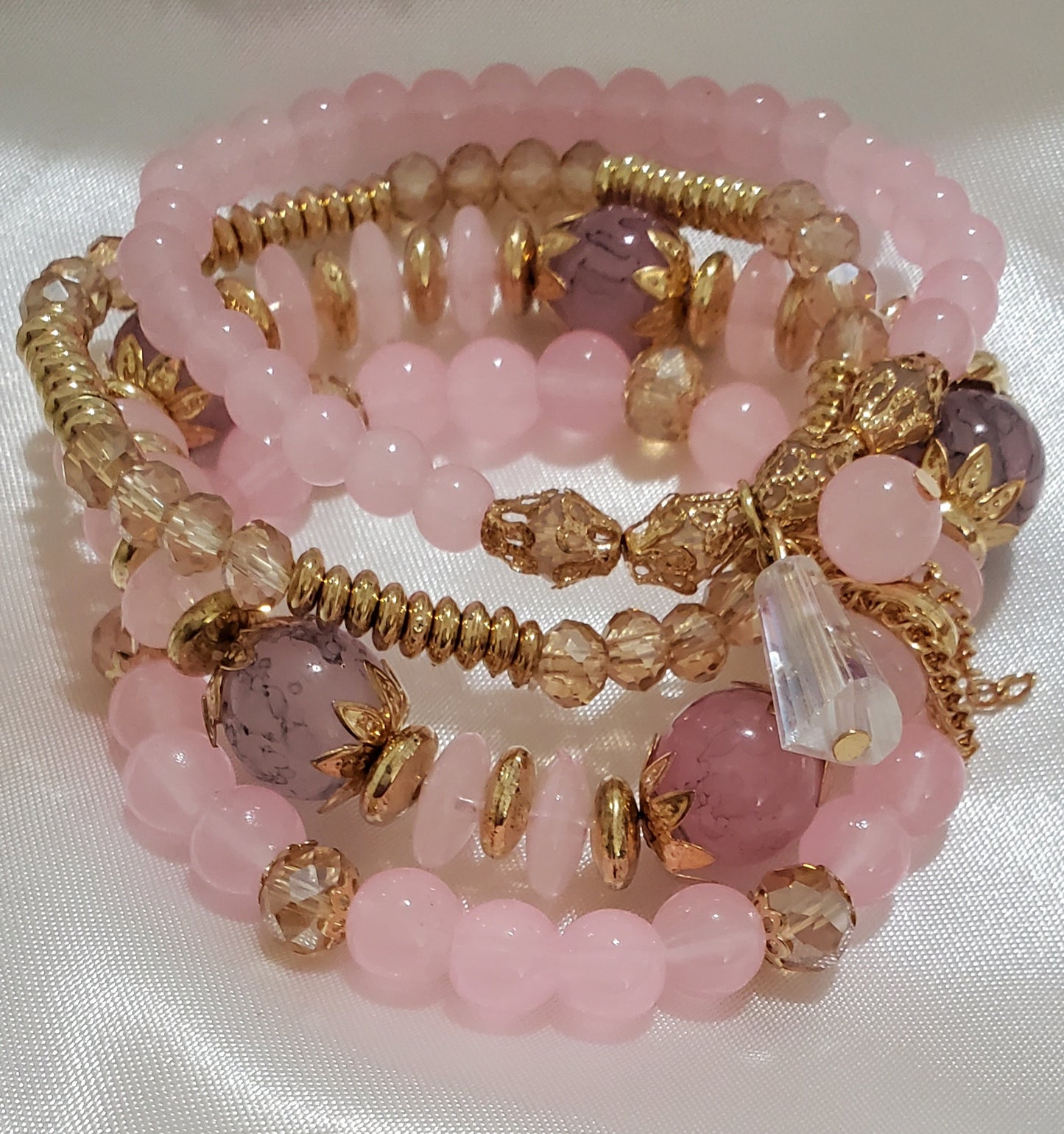 Pulsera Stretch Dorado y Rosa Multi