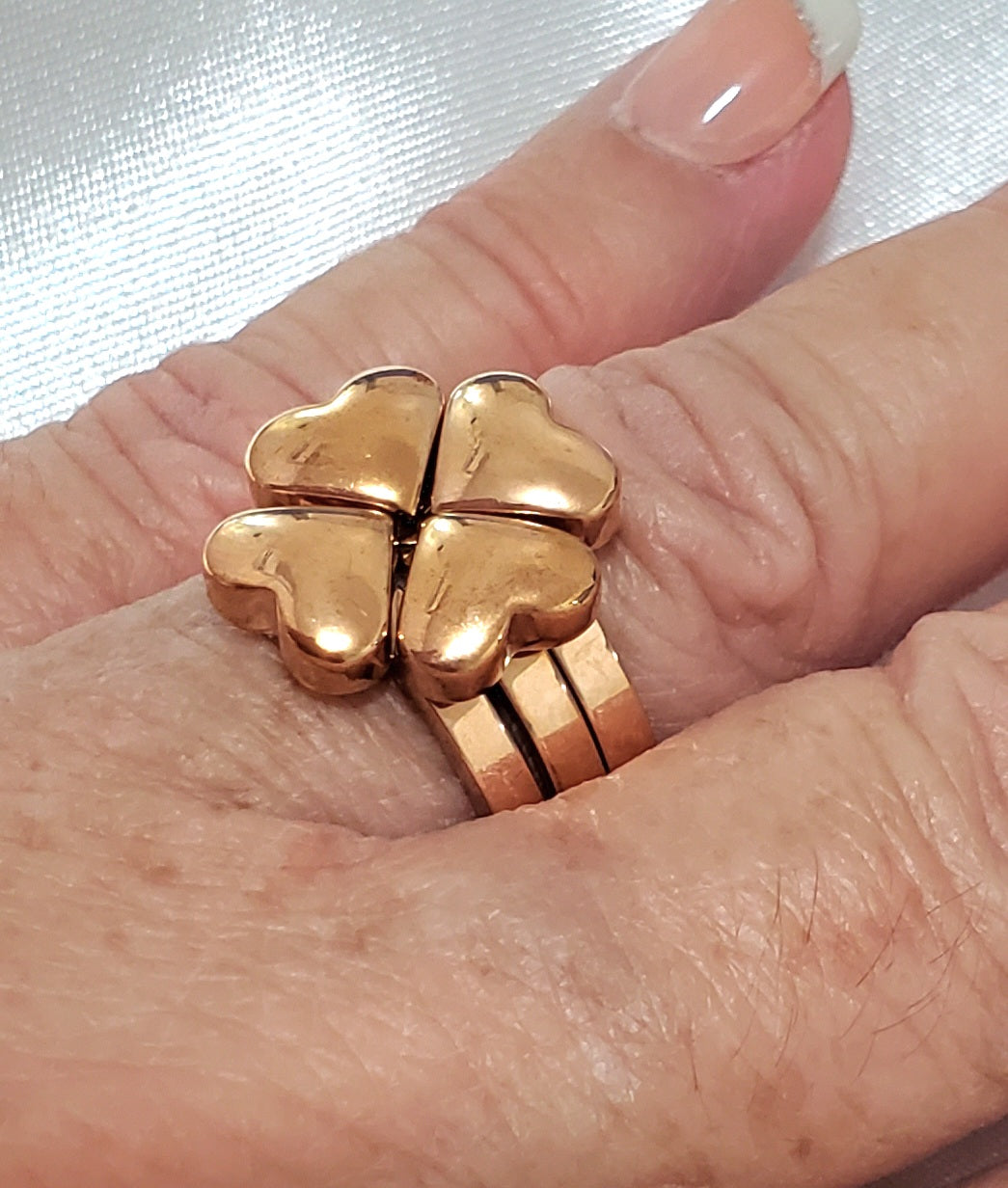 3 pcs Rose Gold Hearts Ring Set