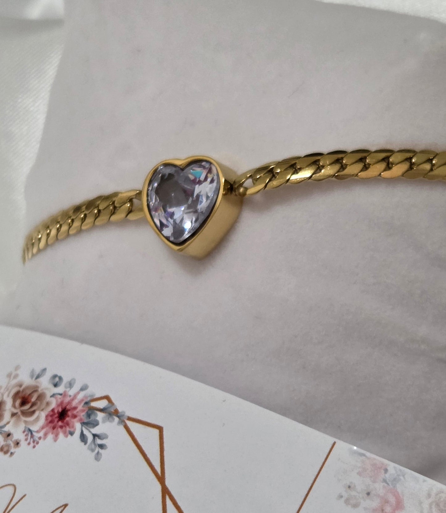 18K Gold Plated Zircon Heart Bracelet