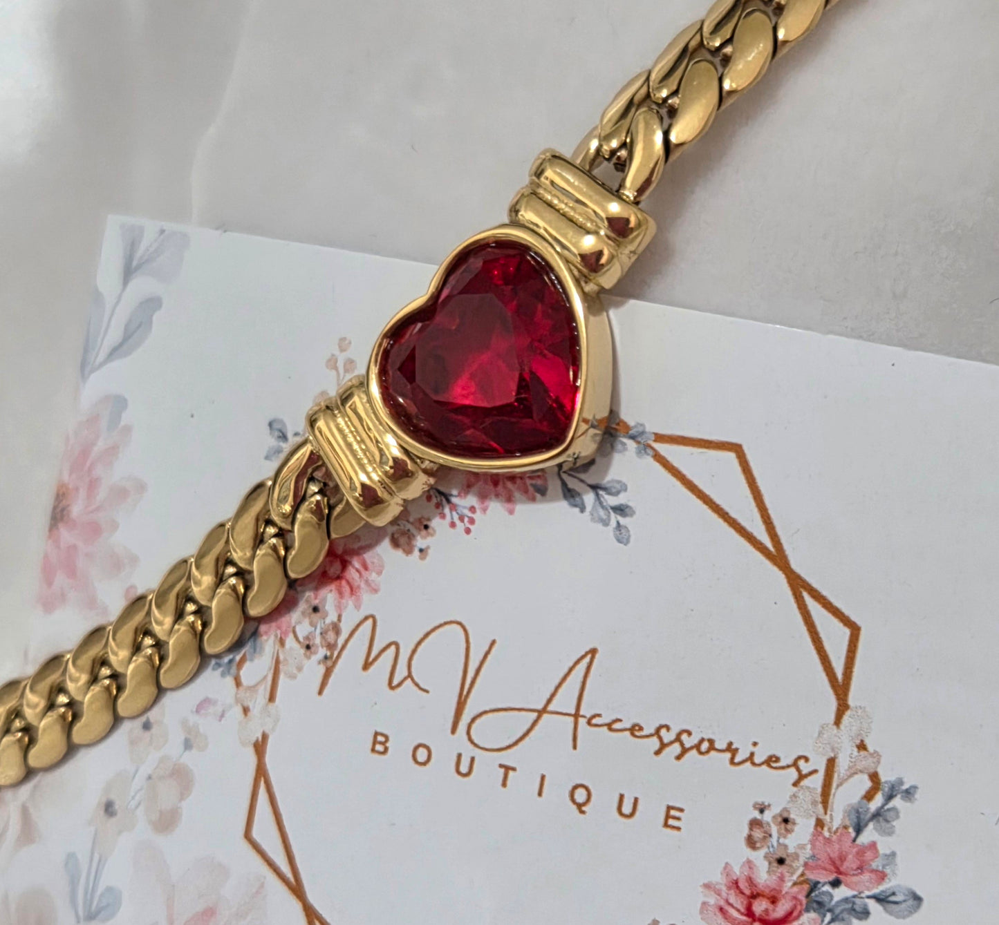 18K Gold Plated Red Heart Necklace