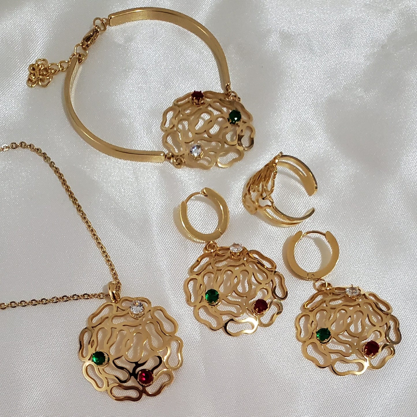 Set de Collar Dorado Rhinestone Multi