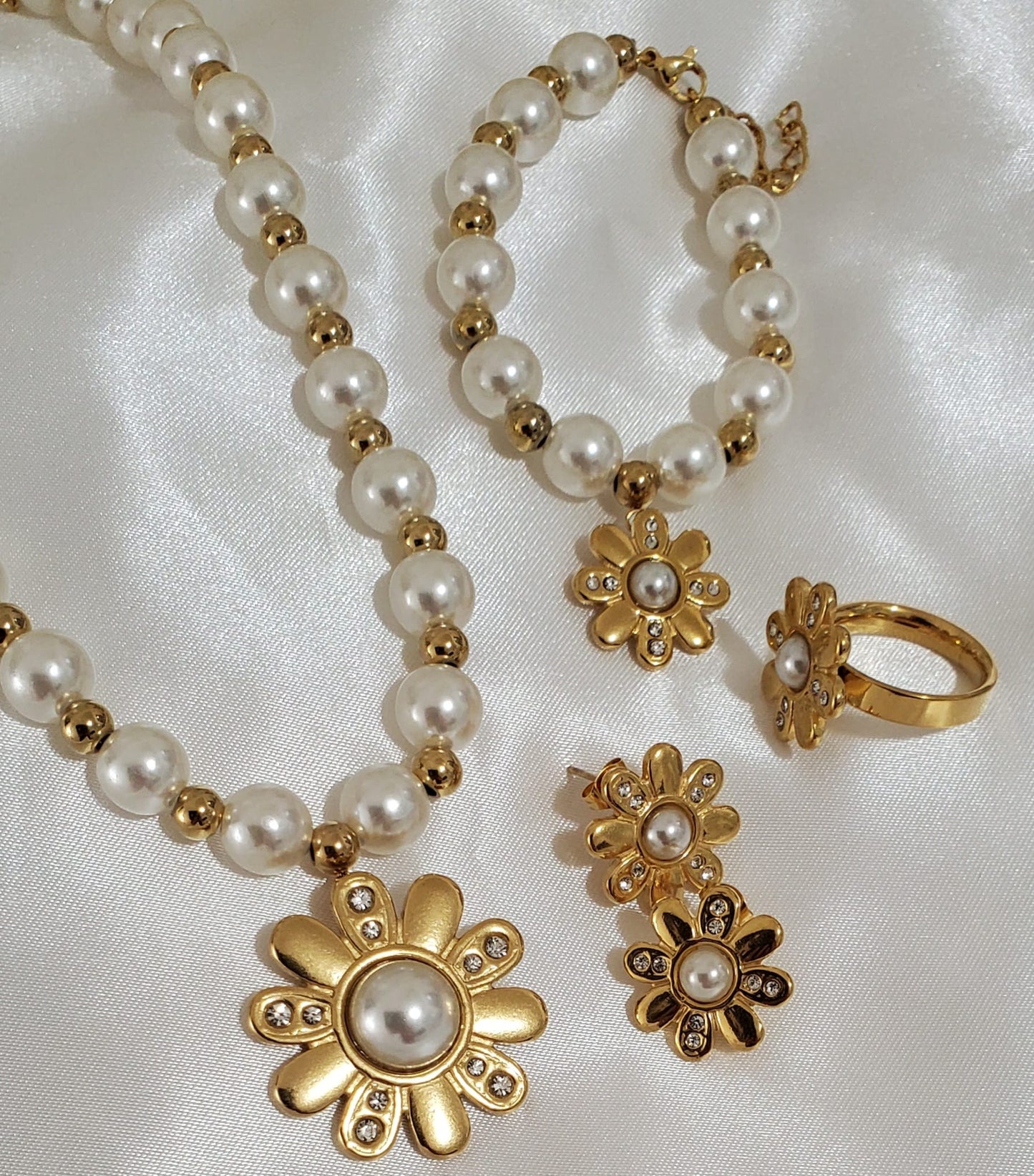 Set de Collar Perlas Blanco