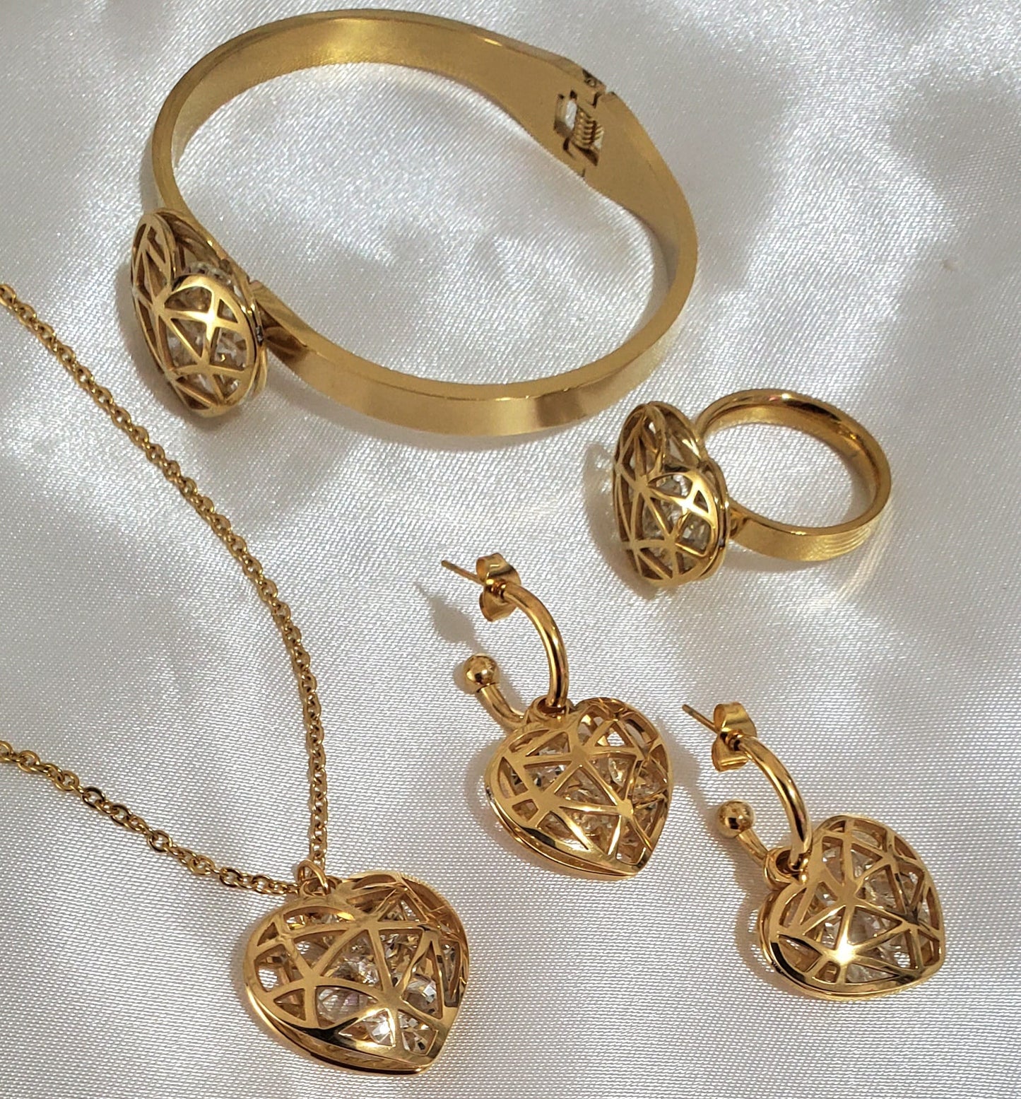 Set de Collar Corazón Diamantito de imitación