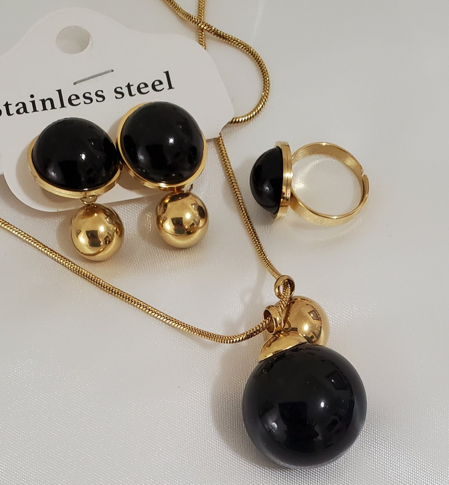 Set de Collar Esfera Negro