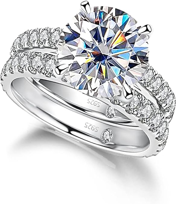 Certified Moissanite 4.14 Bridal Rings Set
