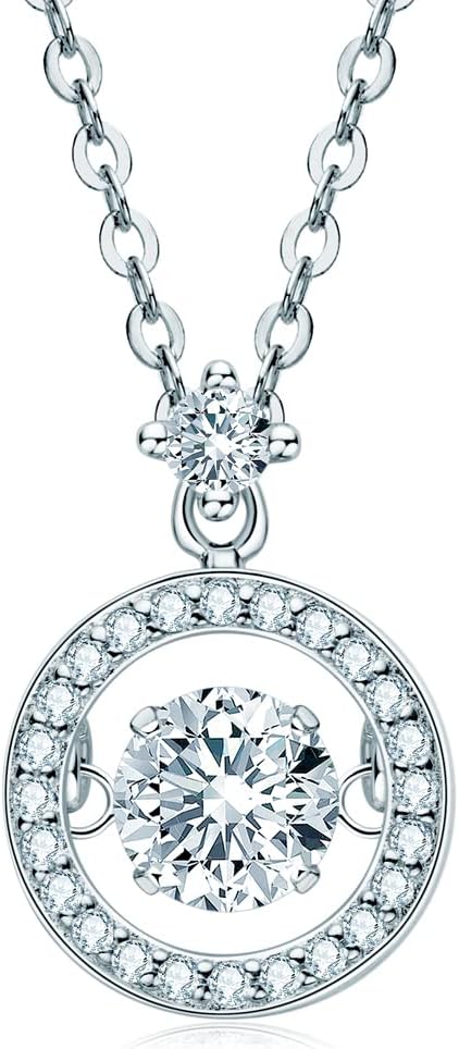 Certified 1ct Moizanite 18K White Gold over Silver Pendant Necklace