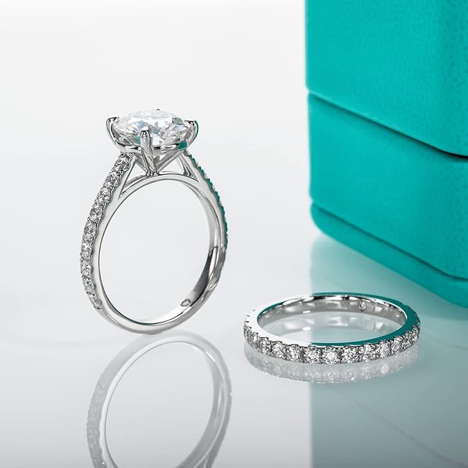 Moissanite Engagement Ring 3.0 ct Cut Gold Plated Sterling Silver