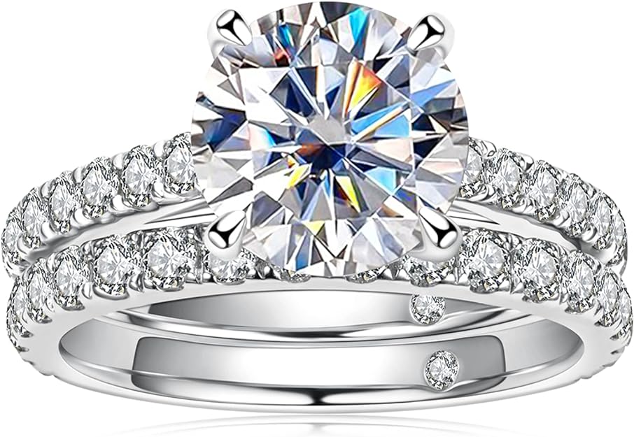 Certified Moissanite 4.14 Bridal Rings Set