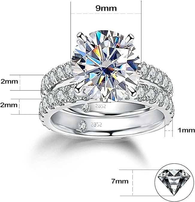 Certified Moissanite 4.14 Bridal Rings Set