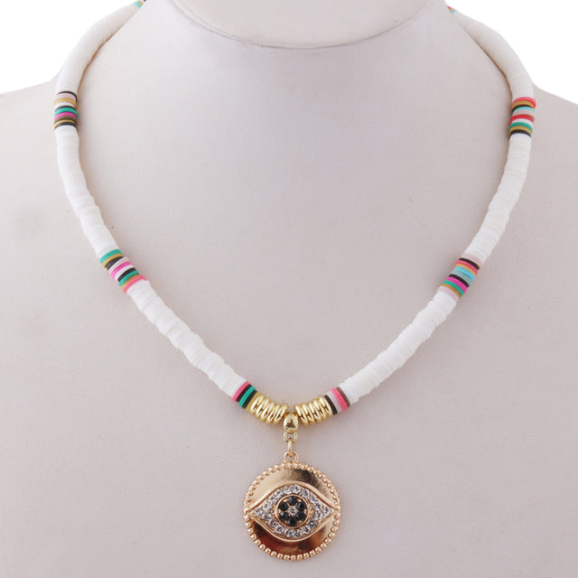 18K Gold Plated Heishi Beads Choker & Bracelet Set – Summer Polymer Clay Jewelry