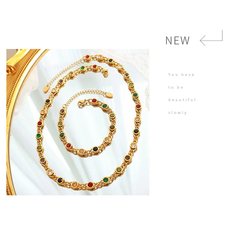 18K Gold Plated Stainless Steel Fish Eyes Jewelry Set