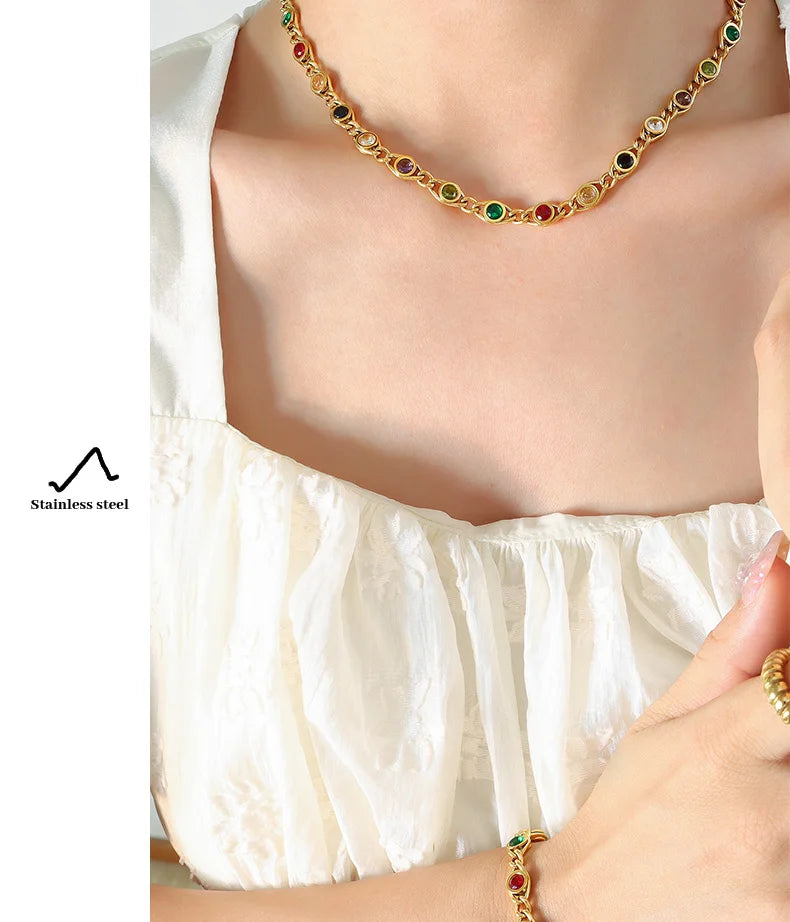 18K Gold Plated Stainless Steel Fish Eyes Jewelry Set