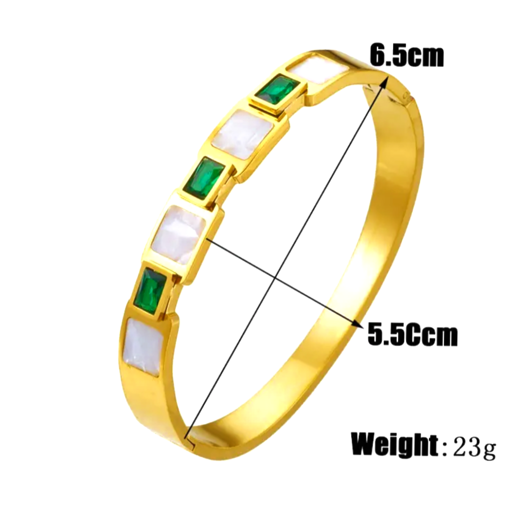 18k Gold Plated Minimalist White Square Glass Rhinestone Bracelet