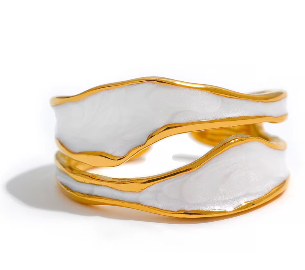 18K Gold Plated Stainless Steel White Gold Ring