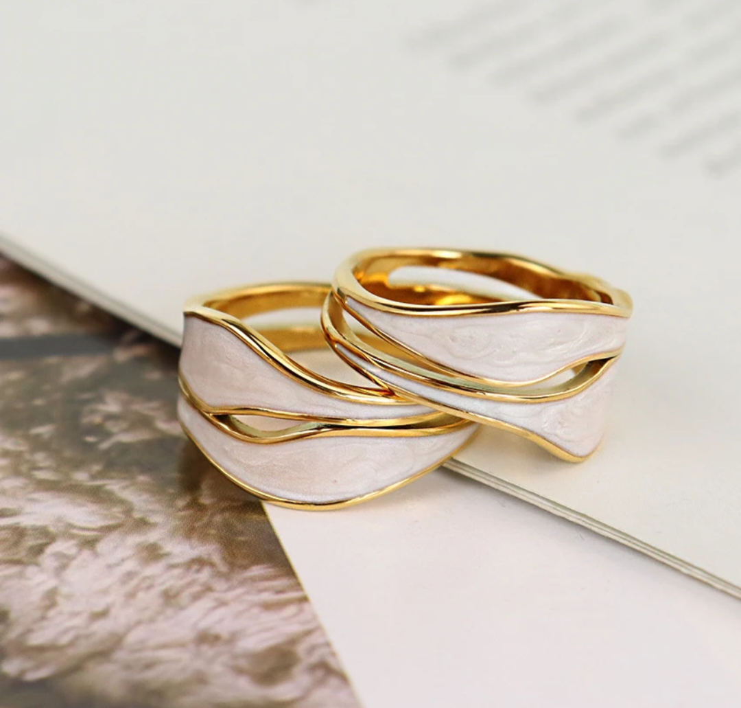 18K Gold Plated Stainless Steel White Gold Ring