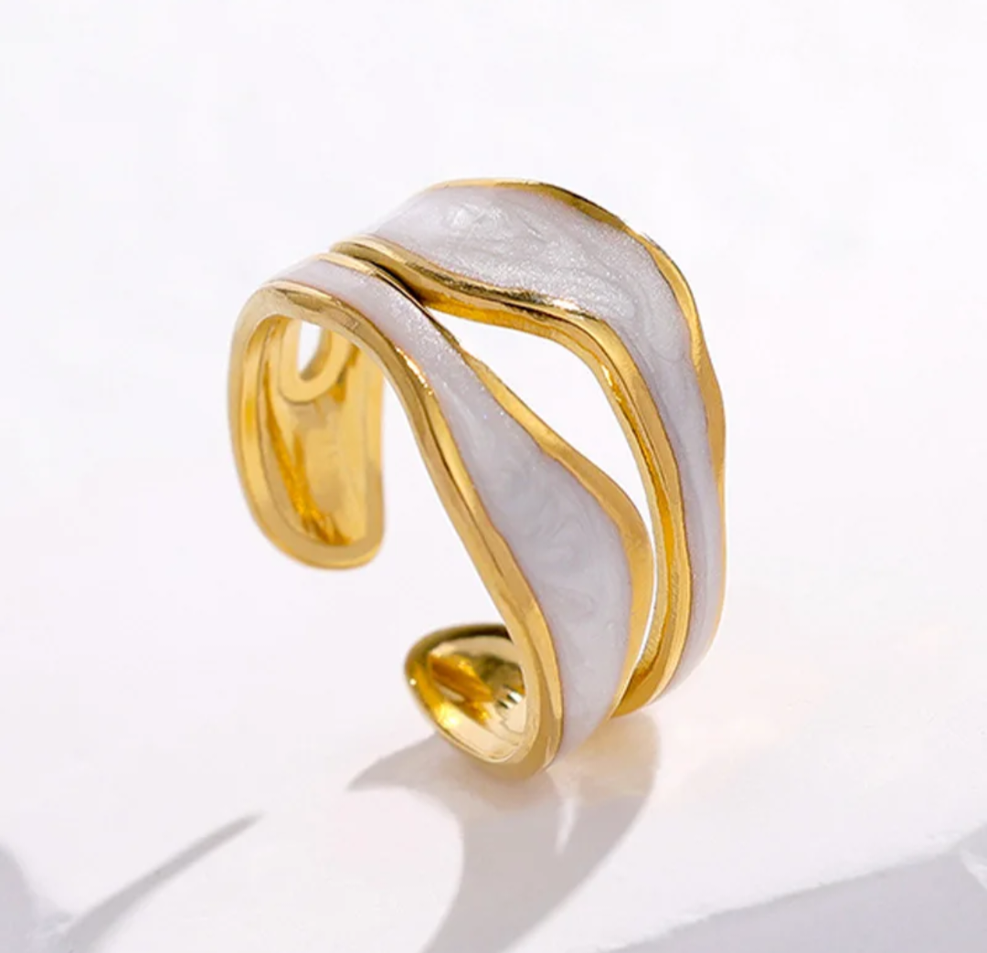 18K Gold Plated Stainless Steel White Gold Ring