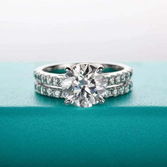 Certified Moissanite 4.14 Bridal Rings Set