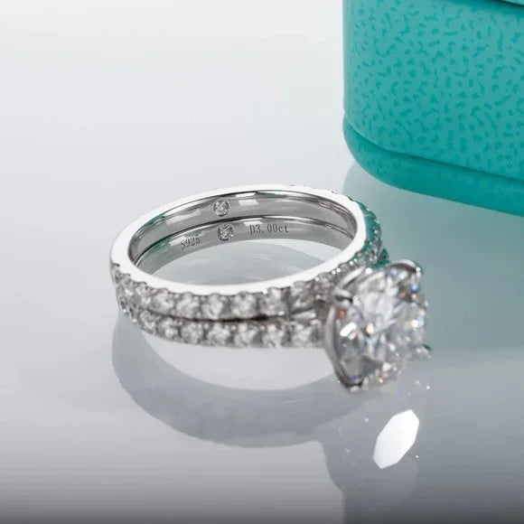 Certified Moissanite 4.14 Bridal Rings Set