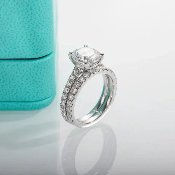 Certified Moissanite 4.14 Bridal Rings Set