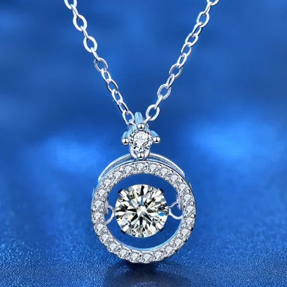 Certified 1ct Moizanite 18K White Gold over Silver Pendant Necklace