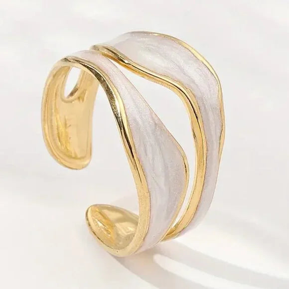 18K Gold Plated Stainless Steel White Gold Ring