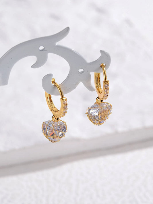 14K Romantic Gold Plated Heart Earrings