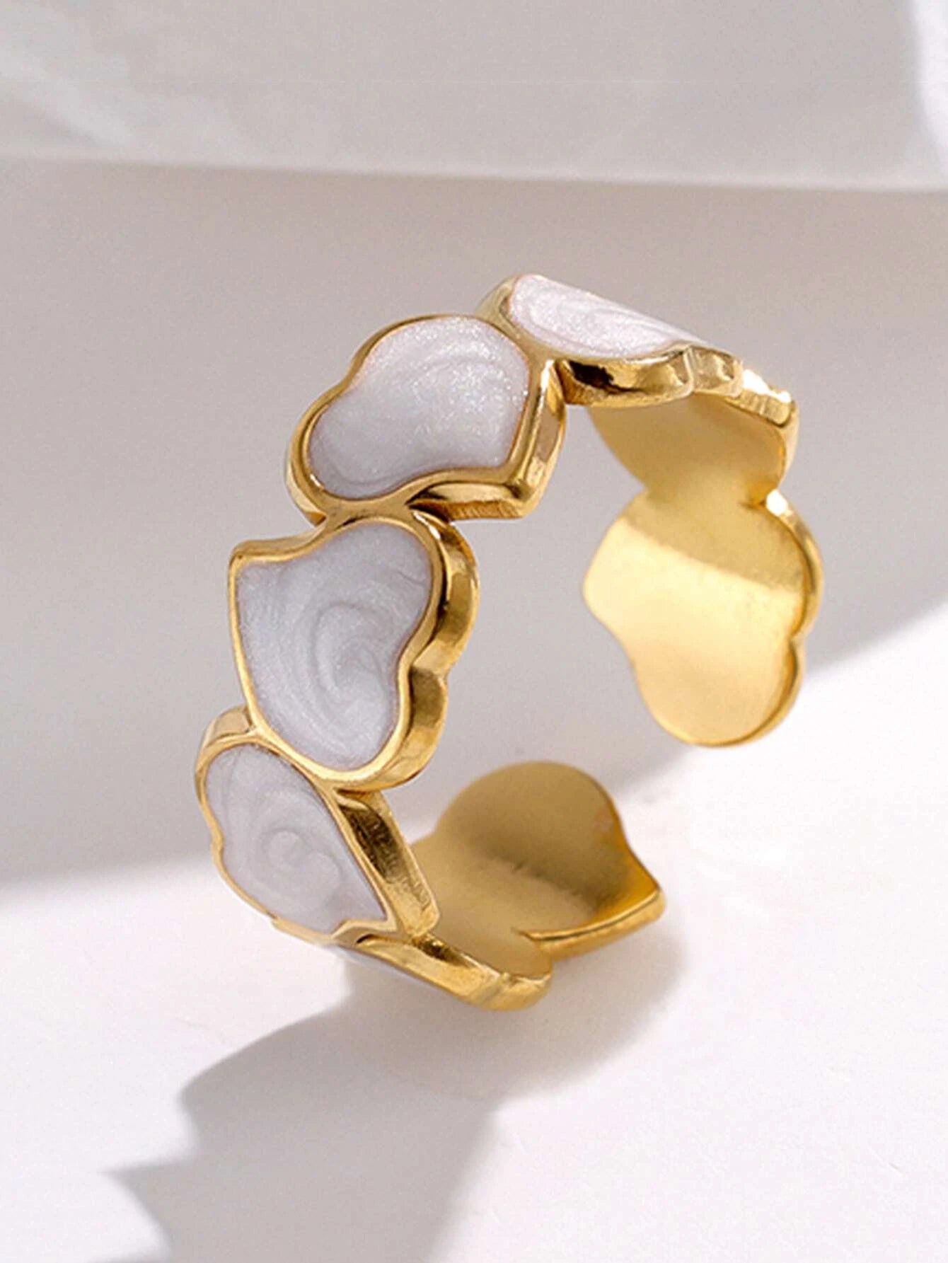 Myrna  18K Gold Plated Enameled Heart Ring