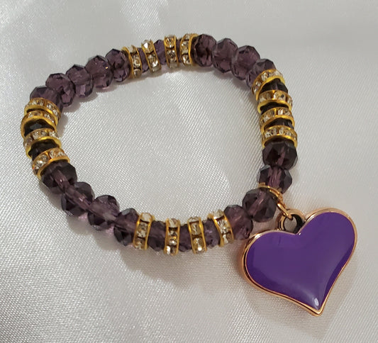 Pulsera crystal corazón violeta