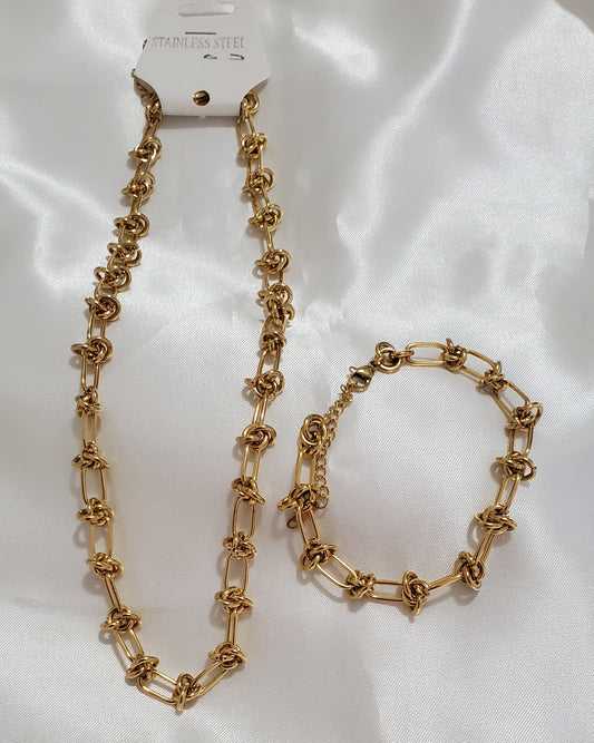 Vintage Link Necklace and Bracelet Set