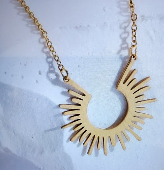 18K Gold Half Sun Necklace