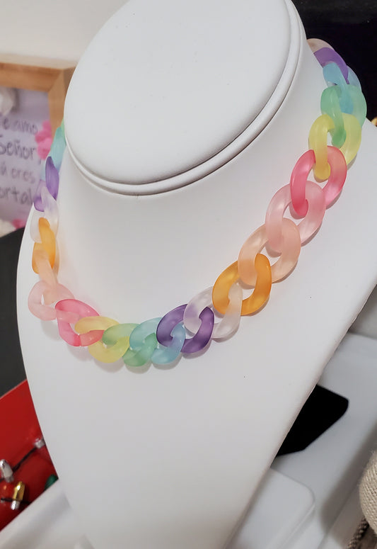 Collar de cadena y Pulsera multicolor