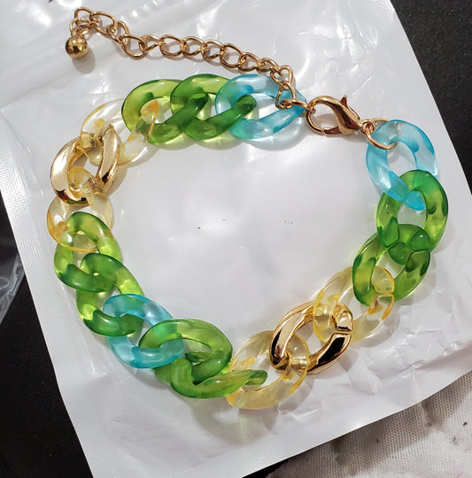 Natasha Green Multicolor and Gold Bracelet