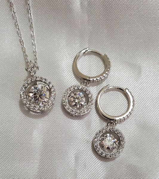 Certified Moissanite 2 ct 18K White Gold Jewelry Set