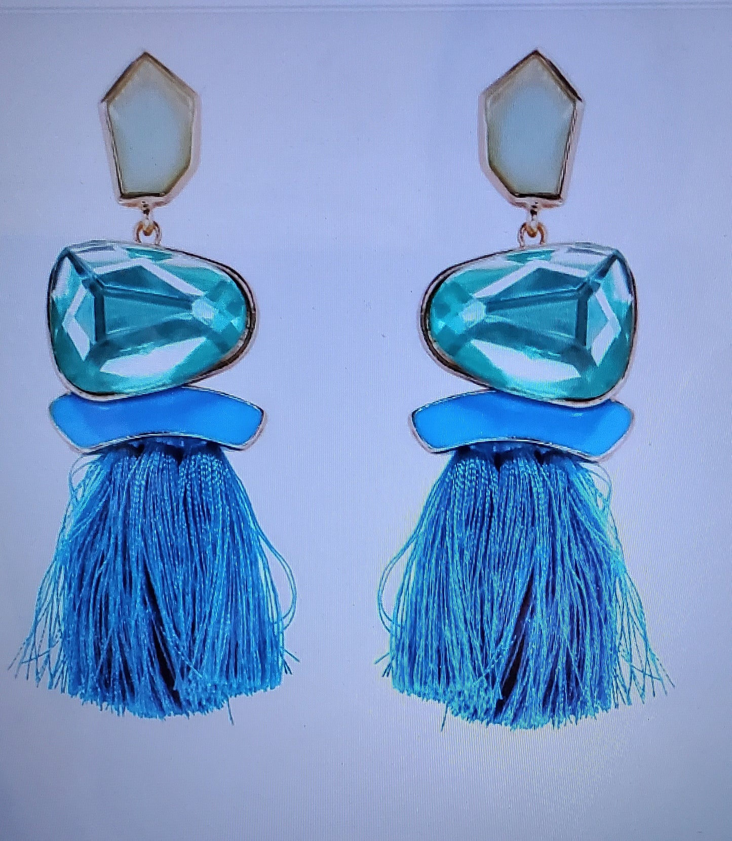 Reina Drop Earrings with Tassel and Polyresin