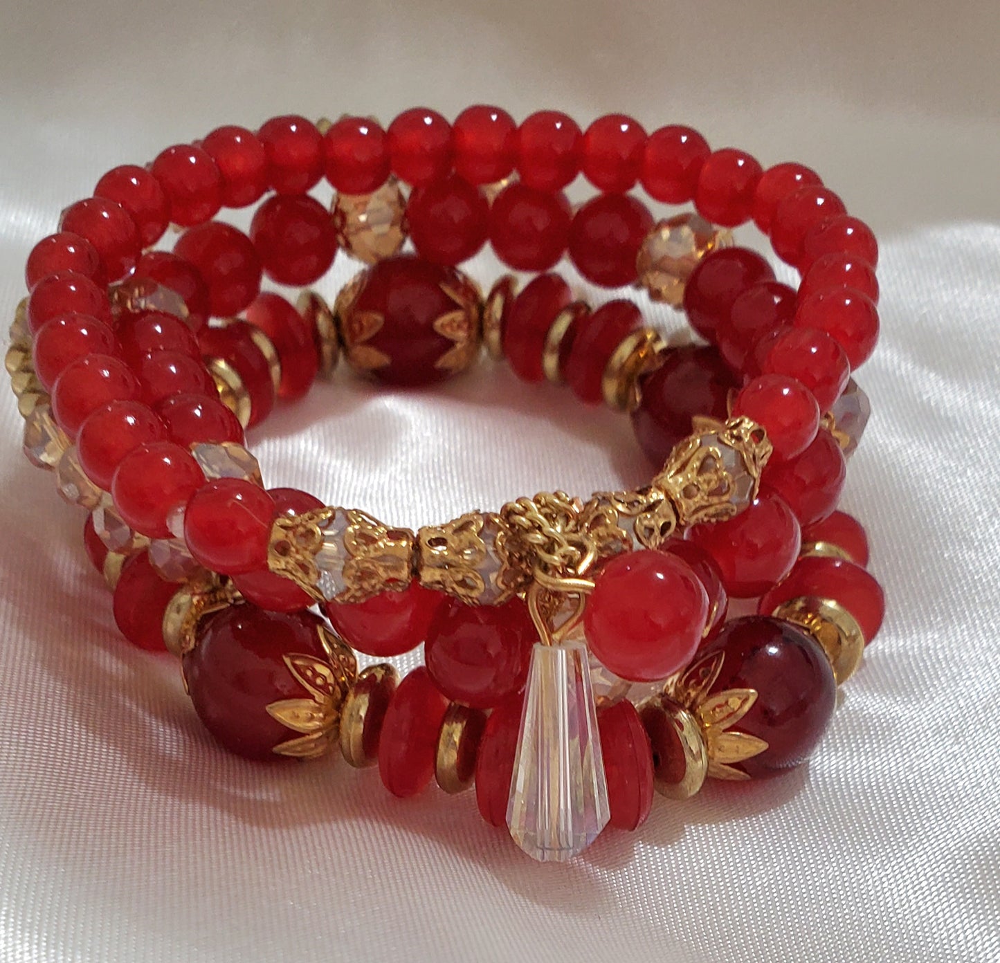 Pulsera Stretch Dorado y Rojo