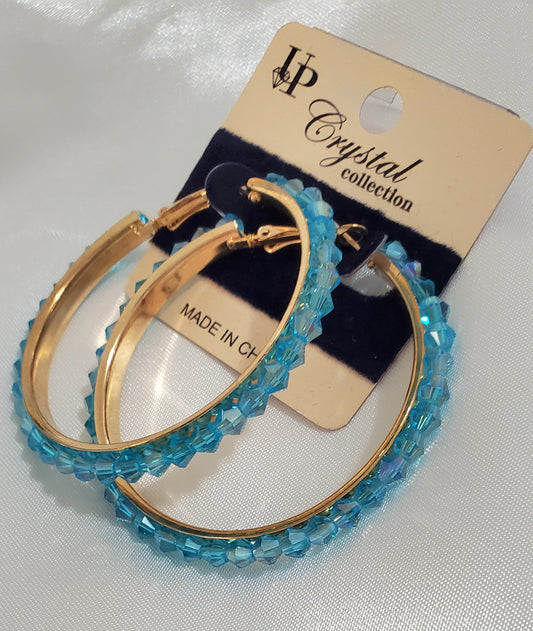 Aretes Argolla Blue Crystal