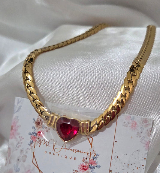 18K Gold Plated Red Heart Necklace