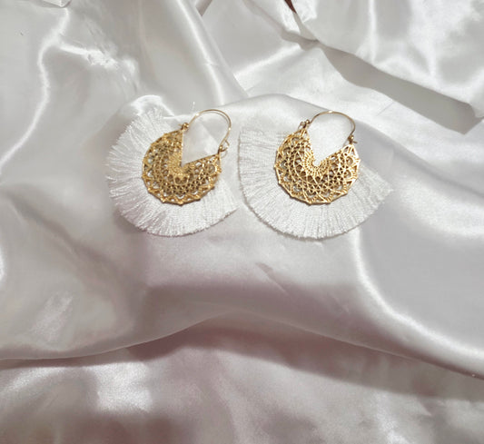 Bohemian White Tassel Dangle Earrings