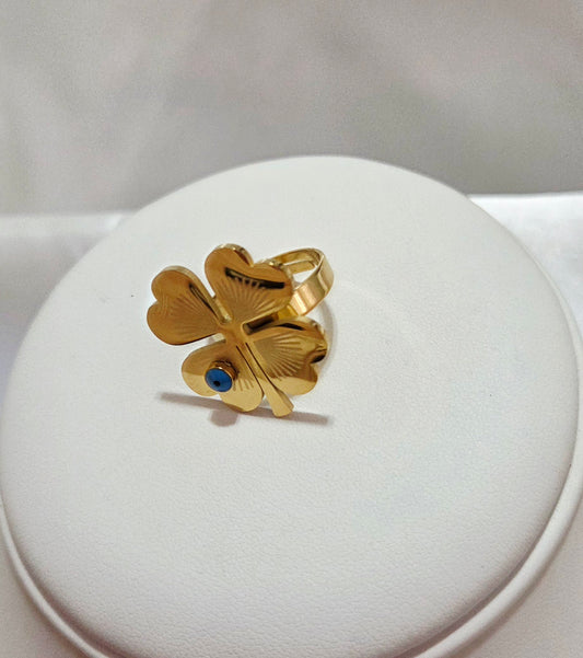 18K Gold Plated Trevol Turquoise Ring