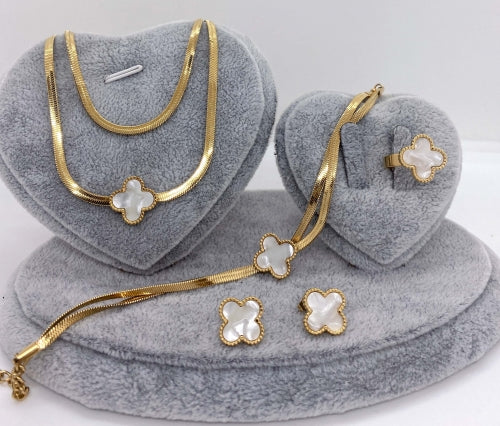 Set de Collar Trevol Blanco