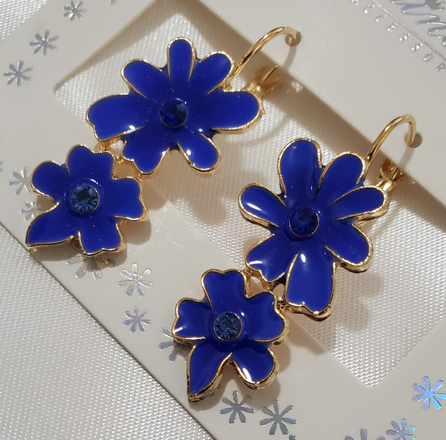 Enameled Flower Earrings