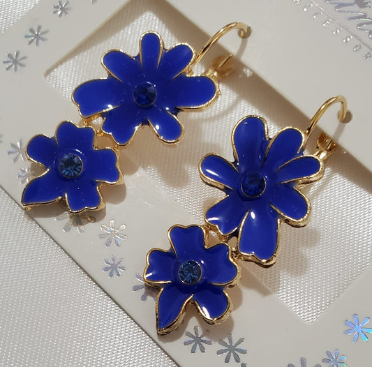 Enameled Flower Earrings