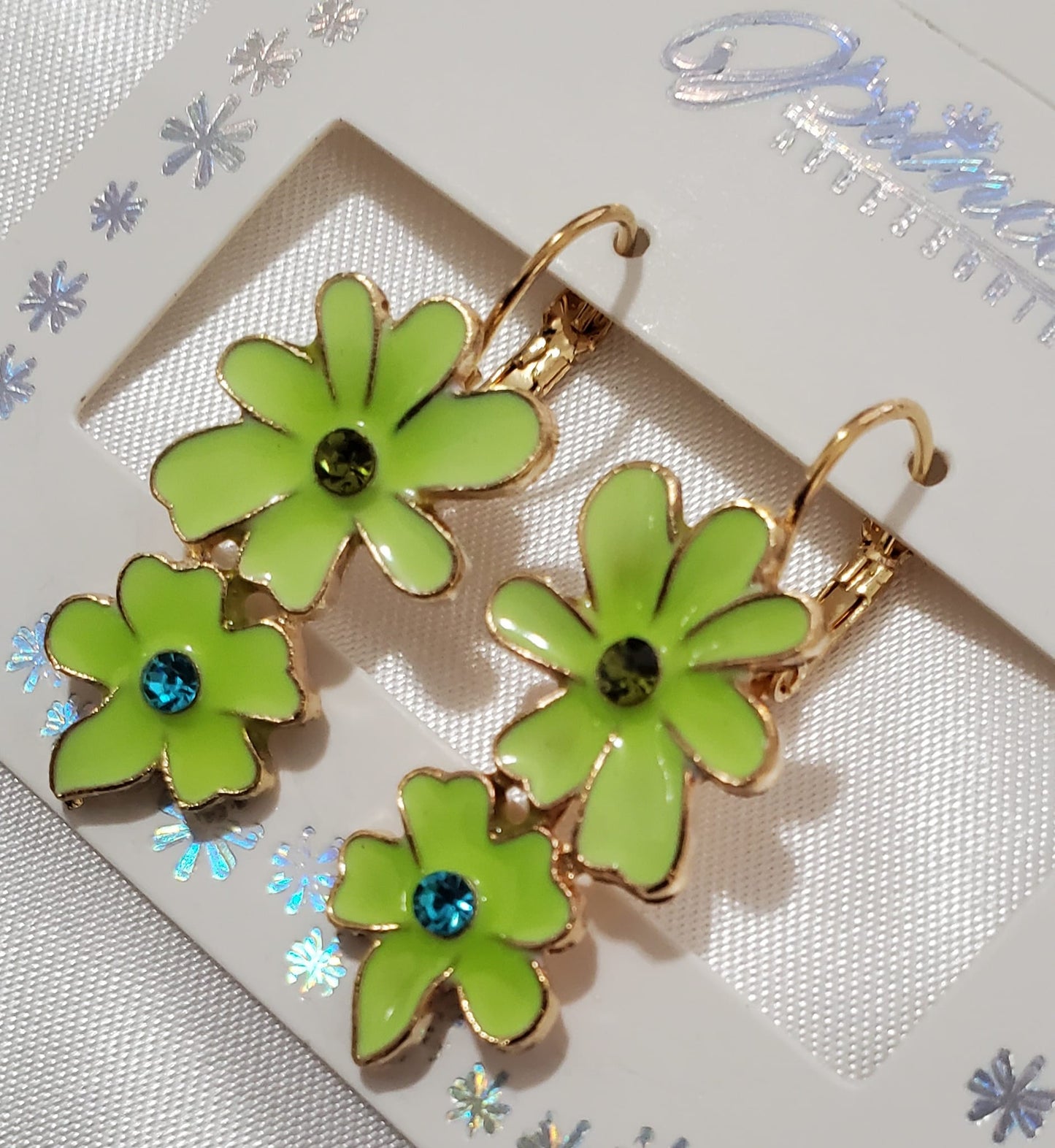 Enameled Flower Earrings