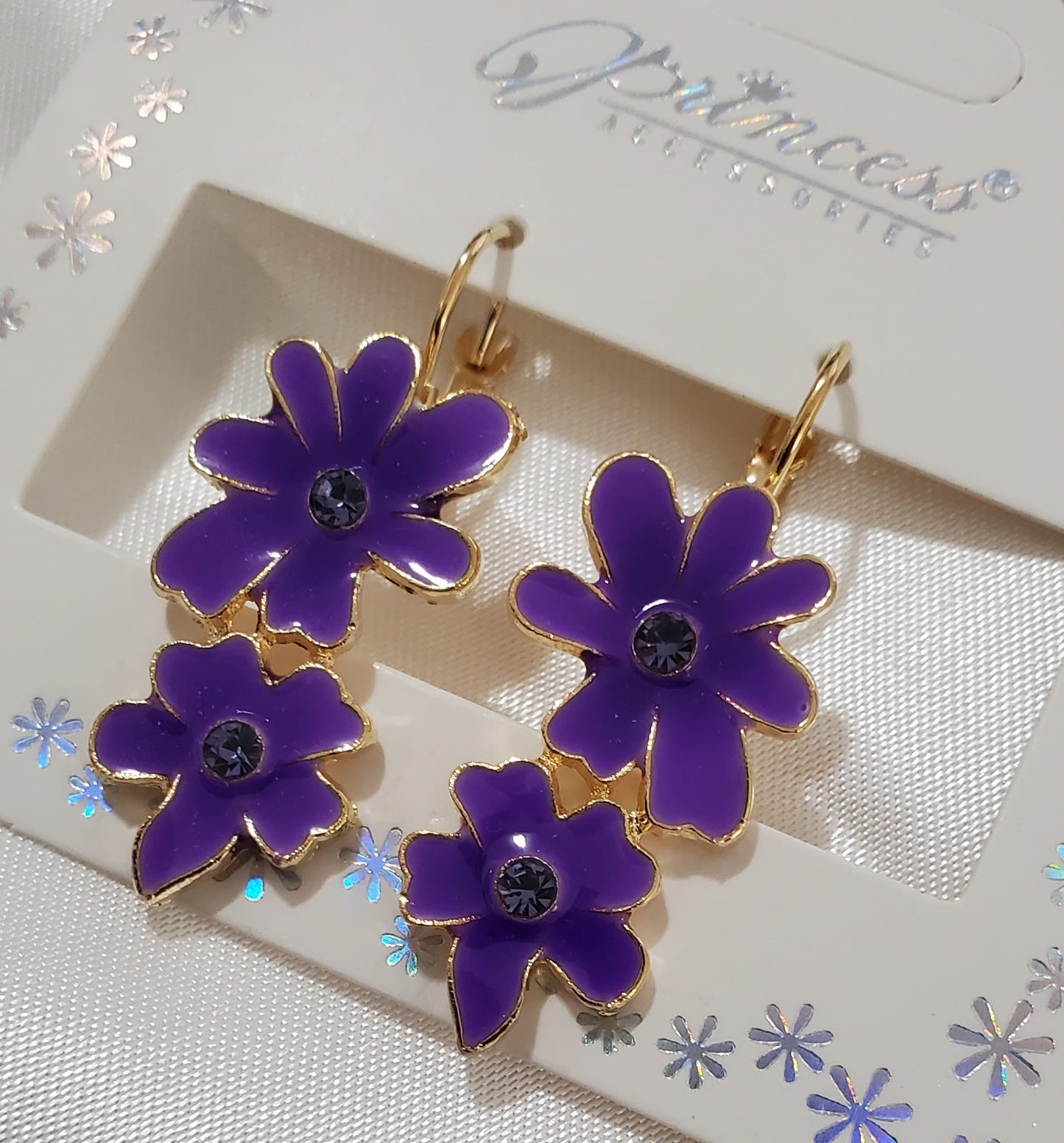 Enameled Flower Earrings