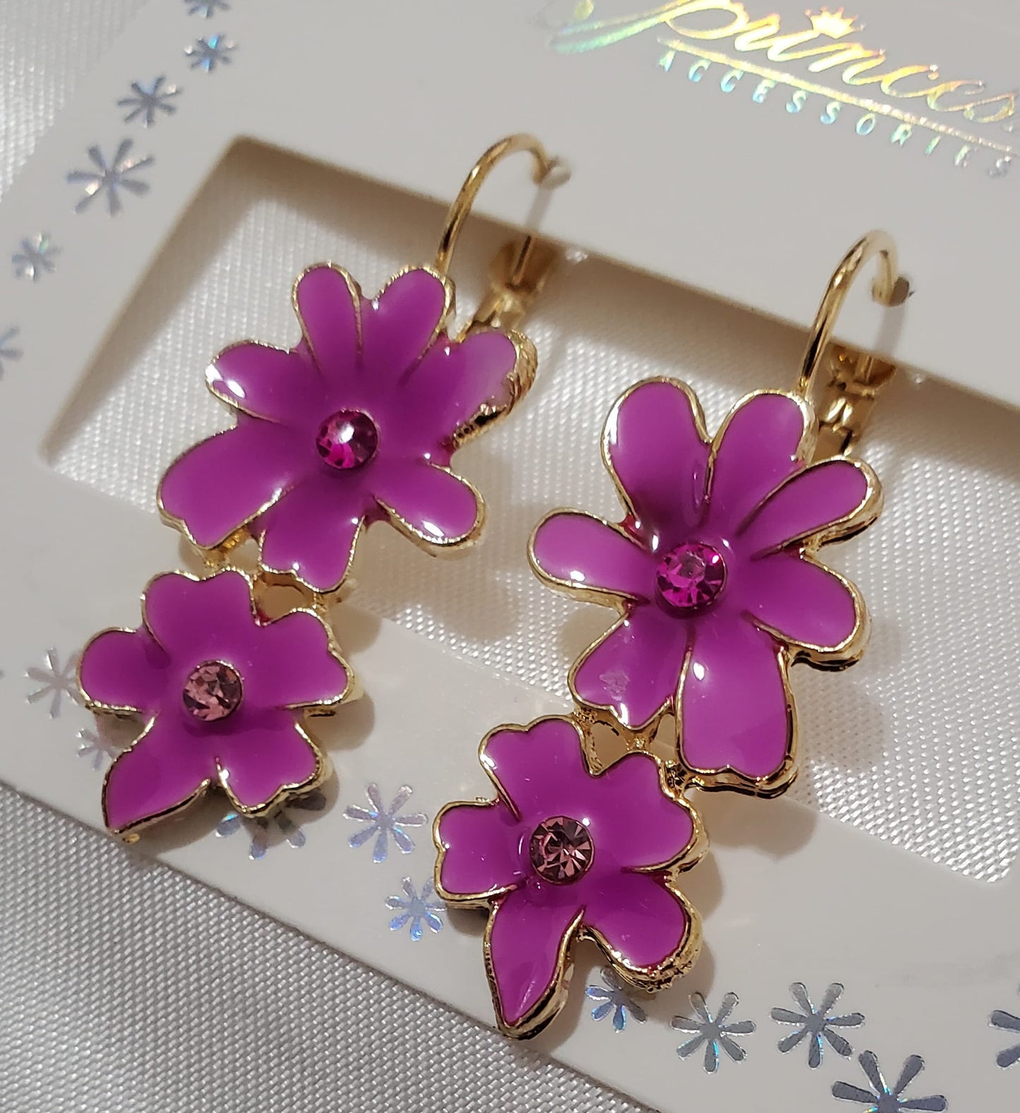 Enameled Flower Earrings