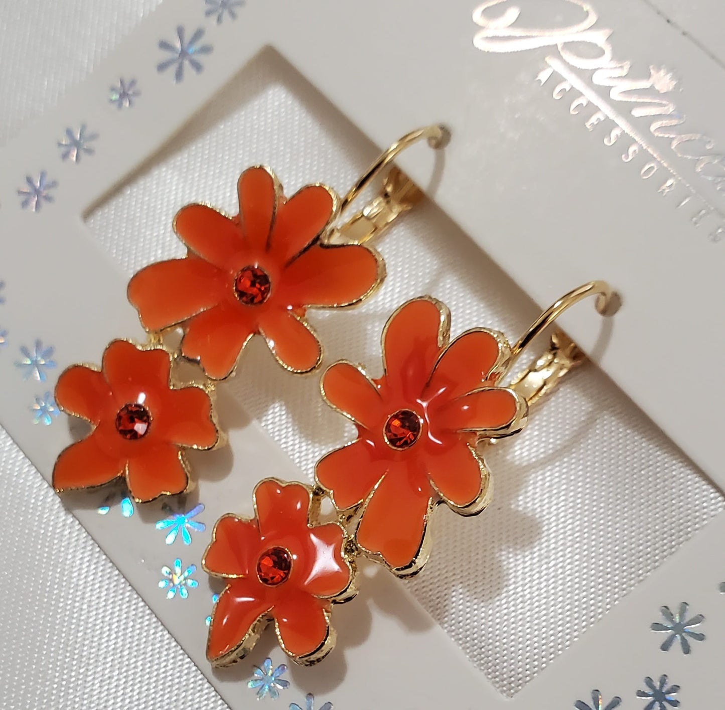 Enameled Flower Earrings